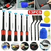 Car Detailing Brush Wash Auto Detailing Cleaning Kit Engine for Wheel Clean Set 13pcs (Black + Blue + Yellow)