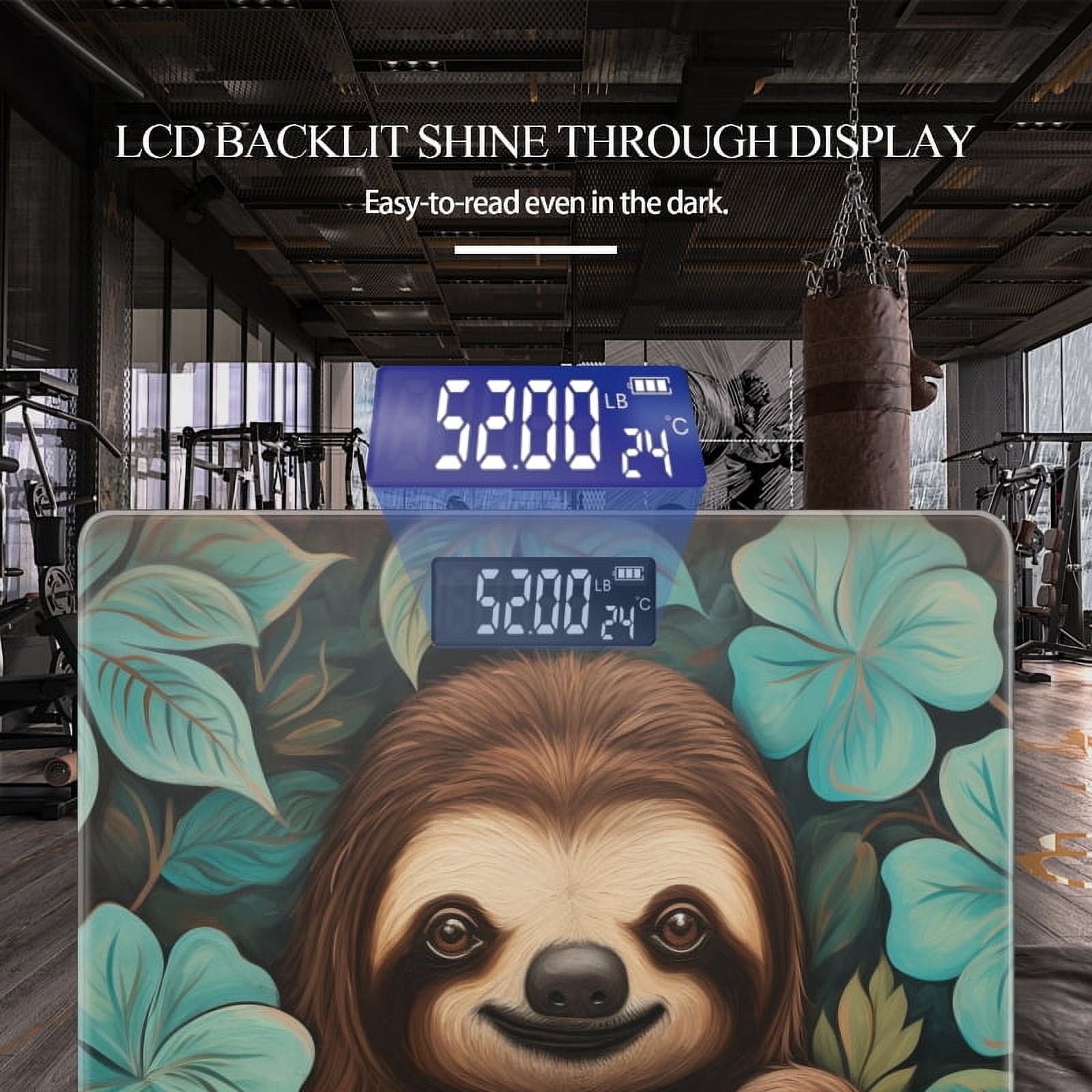 Bathroom Scale, Highly Accurate Digital Body Scale,Precisely Measures Weight up to 400 lbs-Cute Sloth Smiling In The Jungle Surrounded By Blue Flowers