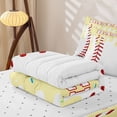 thumbnail image 5 of Homewish Yellow Drippy Baseball Stitch Print Zipper Full Size Comforter Sets with Fitted Sheet and 2 Pillowcases,Sports Monogram Zipper Bedding Set For Kids Boys And Girls,Reversible,4-Piece, 5 of 7