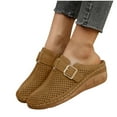 thumbnail image 4 of LOVZFMLL Clogs for Women Mules Slip On Closed Toe Sandals Summer Hollow Shoes Dressy Comfortable Walking Wedge Clogs Brown 5.5, 4 of 4