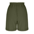 thumbnail image 4 of Cargo Shorts for Women Elastic High Waist Summer Shorts Button Straight-Leg Bermuda Shorts with Multi-Pocket Green M, 4 of 4