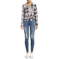 thumbnail image 2 of No Boundaries Juniors' Super High Rise Curvy Jeggings with Destruction, 2 of 6