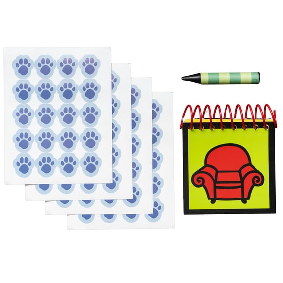Dog Detective and Blue Handy Notebook Halloween Costume Cosplay Accessory with Dog Paws Stickers and Black Crayon