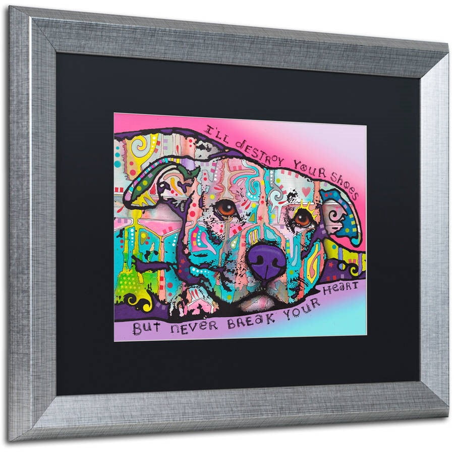 Trademark Fine Art "Never Break Your Heart" Canvas Art by Dean Russo, Black Matte, Silver Frame