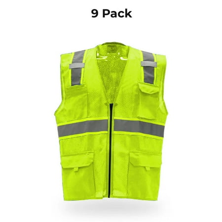 

Radyan Multi-Pocket Safety Vest 100% polyester 9 Pack