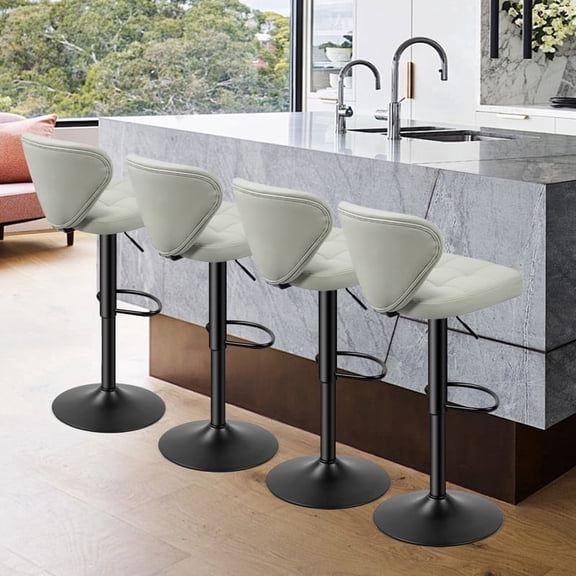 Daluvenix Bar Stools with Back Sets of 2 ,Modern Barstools Adjustable Faux Leather Upholstered Swivel Bar Stools, Counter Height Bar Chairs with Back for Kitchen Island,Light Gray