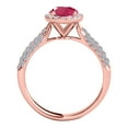 thumbnail image 2 of Mauli Jewels Rings for Women 1.20 Carat Diamond And Oval Shaped Created Ruby Ring 4-prong 10K Rose Gold, 2 of 6