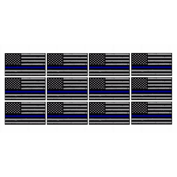 x12 Subdued Blue Tattered Flag Support Police 3" Helmet USA Vinyl Sticker Decal