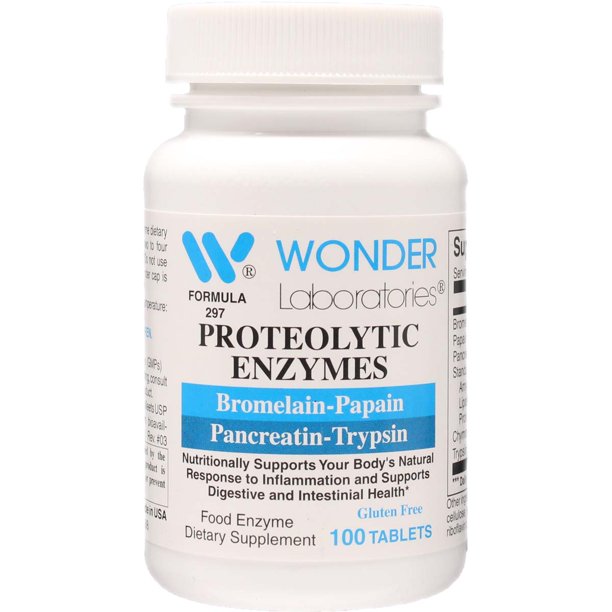 Proteolytic Enzymes Bromelain Papain Pancreatin Trypsin 450 mg Total