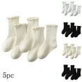 thumbnail image 5 of Odeerbi 5 PCS Ruffle Cotton Socks for Toddler Girls Cute Soft Crew Socks Children's Stacked Socks Mid Tube Socks, 5 of 5