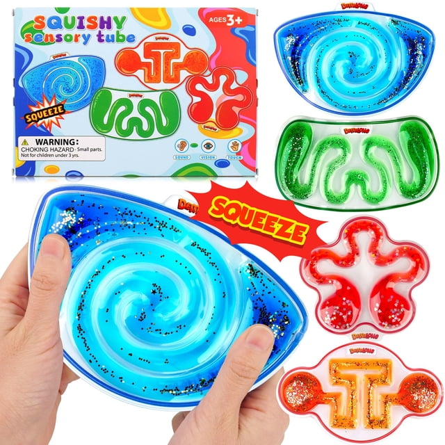 Juguete Squishy Sensory Toy Demilong para niños, paquete de 4 unidades