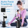 thumbnail image 5 of Auto Face Tracking Tripod 360° Rotation Phone Stand, No App, Face Body Phone Camera Stand with Remote and Gesture Control, Rechargeable Smart Shooting Stand with Light (Regular Edition), 5 of 9