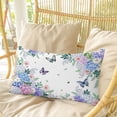 thumbnail image 4 of Spring Flowers Pillow Covers, Linen Long Throw Pillow Case, Watercolor Floral Butterflies Botanical Holiday Pillow Protector Decorative Cushion Cover for Living Room/Bedroom 16" x 24", 4 of 8