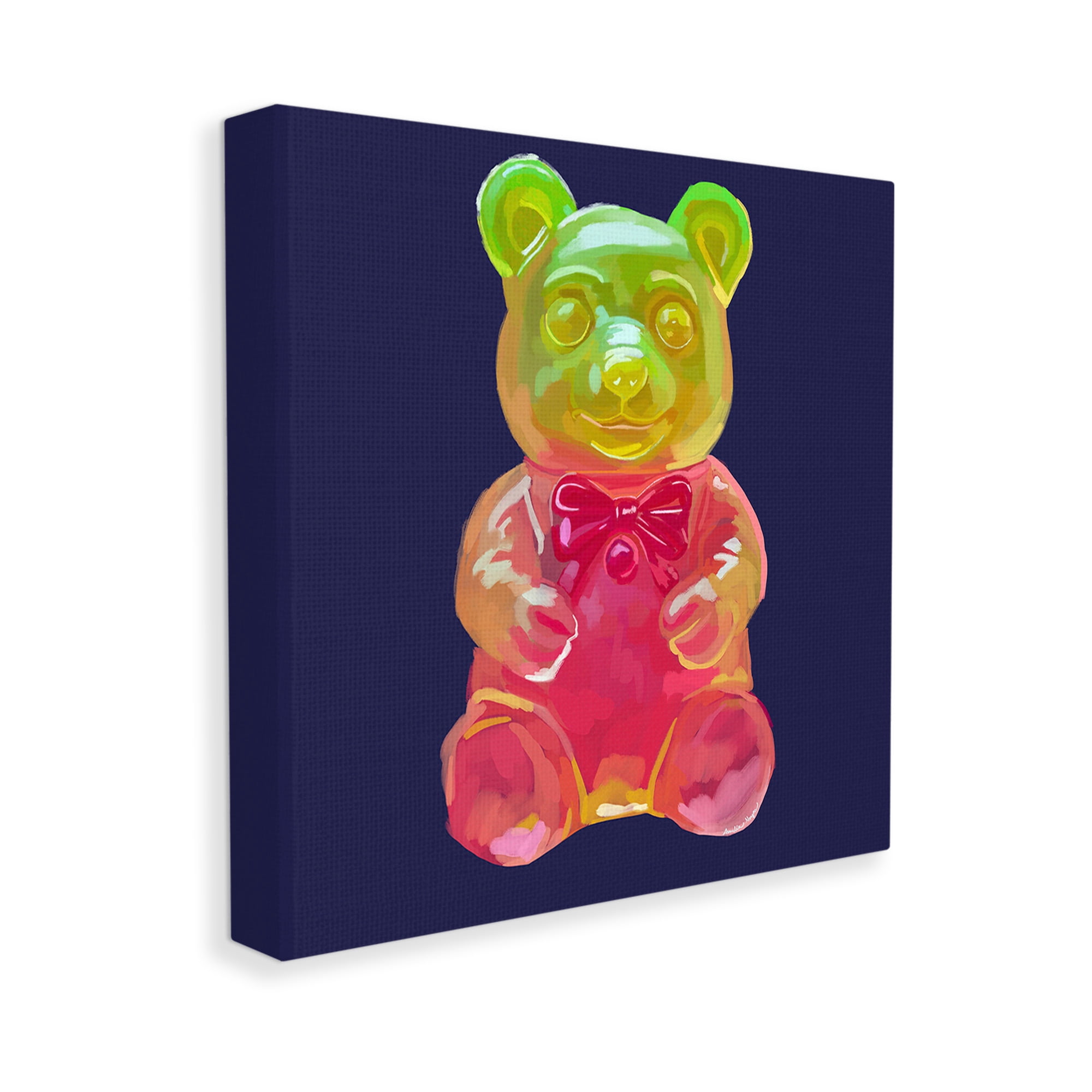 Stupell Industries Candy Bear on Blue Food & Beverage Painting Gallery Wrapped Canvas Art Print Wall Art, 36 x 36
