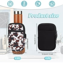 2Pcs 2 Style Water Bottle Pouch Water Bottle Carrier 40oz with Iron Zipper Tumbler Pouch with Pocket Gym Tumbler Pocket Cup Accessories for Cards Keys Wallet Earphone Outdoors Sports