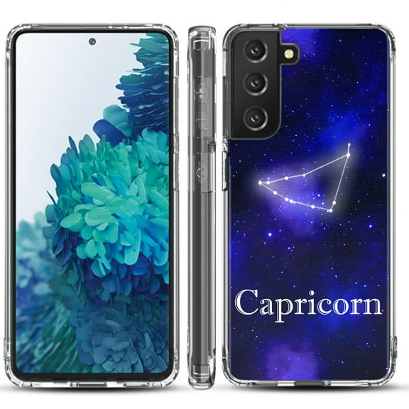 Shockproof Hybrid Bumper Phone Case for Samsung galaxy S21  5G / S21 Plus 5G, by OneToughShield ® - Zodiac / Capricorn