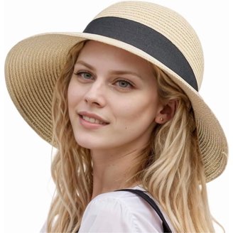 Womens Straw Fedora Packable Wide Brim Foldable Roll up Floppy Bucket Cap Packable Straw Hat For Women | J.Crew main image 4