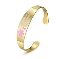 Lymphedema Alert No Needle or BP Bangle Stainless Steel Gold Medical id Cuff Bracelets for Women