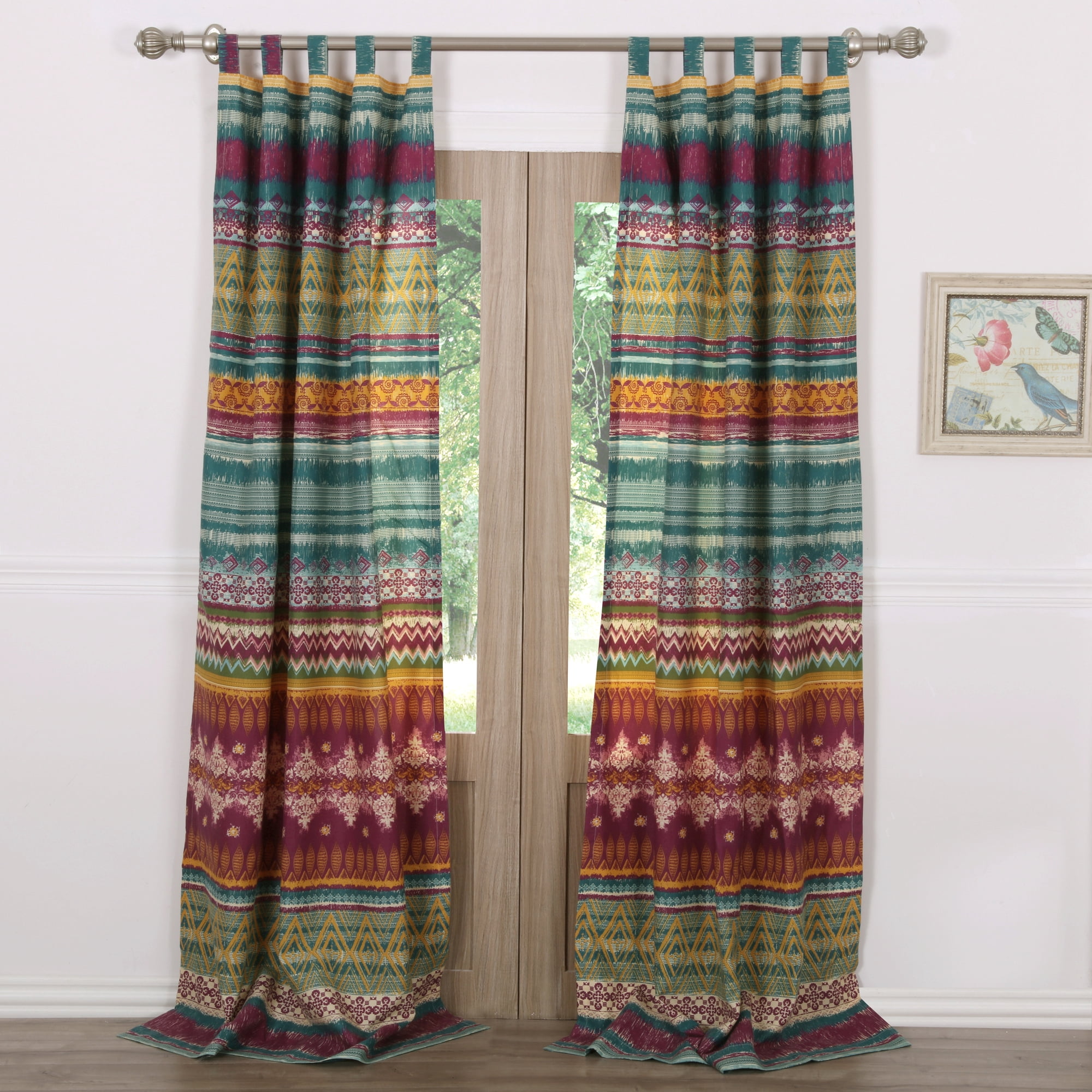 Global Trends Santa Fe Tab Top Curtain Panels, 4 Piece Set, 84" long x 42" wide (x2)