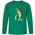 thumbnail image 3 of Inktastic Leaping Bass Fish Long Sleeve Youth T-Shirt, 3 of 5