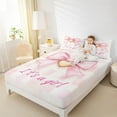 thumbnail image 4 of Manfei Pink Bowknot Child Bed Sheets, Dreamy Cartoon Bow King Sheets, Watercolor Artwork Sheet Set, Luxury Bedroom Decor, 4pcs, 4 of 7