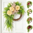 thumbnail image 1 of Rustic Bohemian Wreath – Double-Sided Door Hanging with Linen Bow & Greenery, Large Boho Wreaths for Front Door, Spring Wreath for Home, Patio, Front Porch (B), 1 of 10