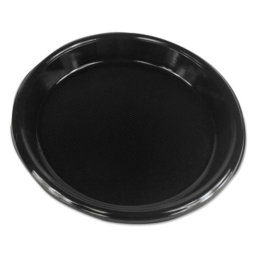 Hi-Impact Plastic Dinnerware, Plate, 10" Dia, Black, 500/carton | Bundle of 5 Cartons