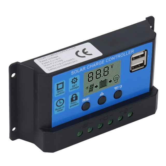Contrôleur de Charge Solaire, Régulateur de Charge Solaire PWM Double Sortie USB 5V Réglage des Paramètres pour la Maison 40A,50A,60A