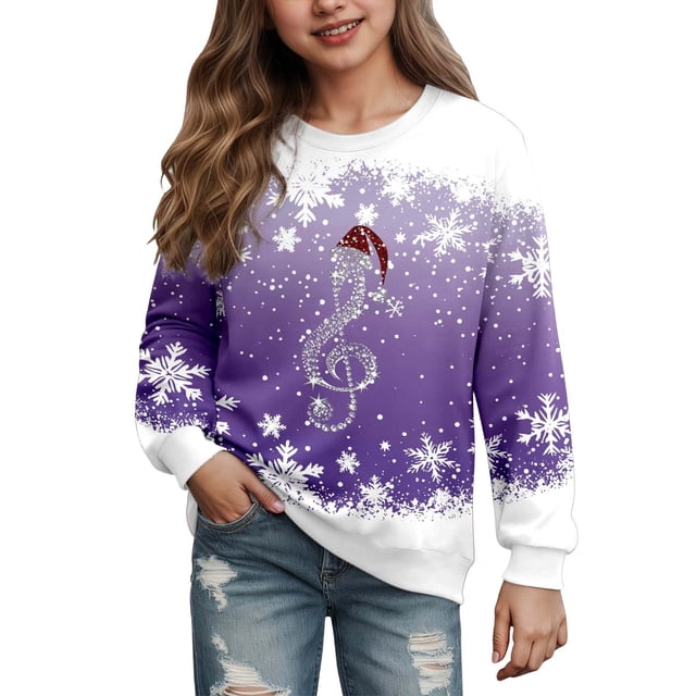 MIASHUI Chandails à Capuchon et Chandails pour Filles Chandail Décontracté à Enfiler pour Enfants Tenue Quotidienne Confortable et Stylée Garçon et Fille pour l'École et les Aventures en Plein Air Violet, 11-12 Ans