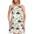 thumbnail image 1 of Easygdp Cute Dinosaurs para Vestido Transpirable de Mujer, Vestido Suelto de Manga Corta con Pliegues y Bolsillos para el Verano, 1 of 7