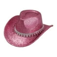 thumbnail image 4 of Segolike Western Cowboy Hat Retro Cowgirl Hat for Role Playing Festival Pink, 4 of 8