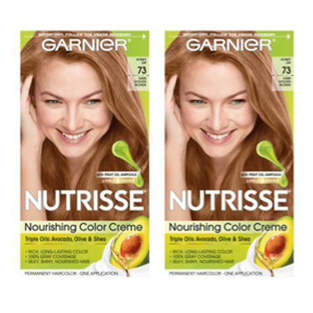 (2 pack) Garnier Nutrisse Nourishing Hair Color Creme, 73 Dark Golden Blonde (Honey (The Best Dark Blonde Hair Dye)