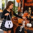 thumbnail image 5 of Halloween Candy Bag, Spider Web Black Fabric Design, 1 Pack Portable Handheld Treat Pouch, Kids Trick or Treat Party Favor Storage Bucket for Halloween Holiday Decorations Gift Giving, 5 of 6