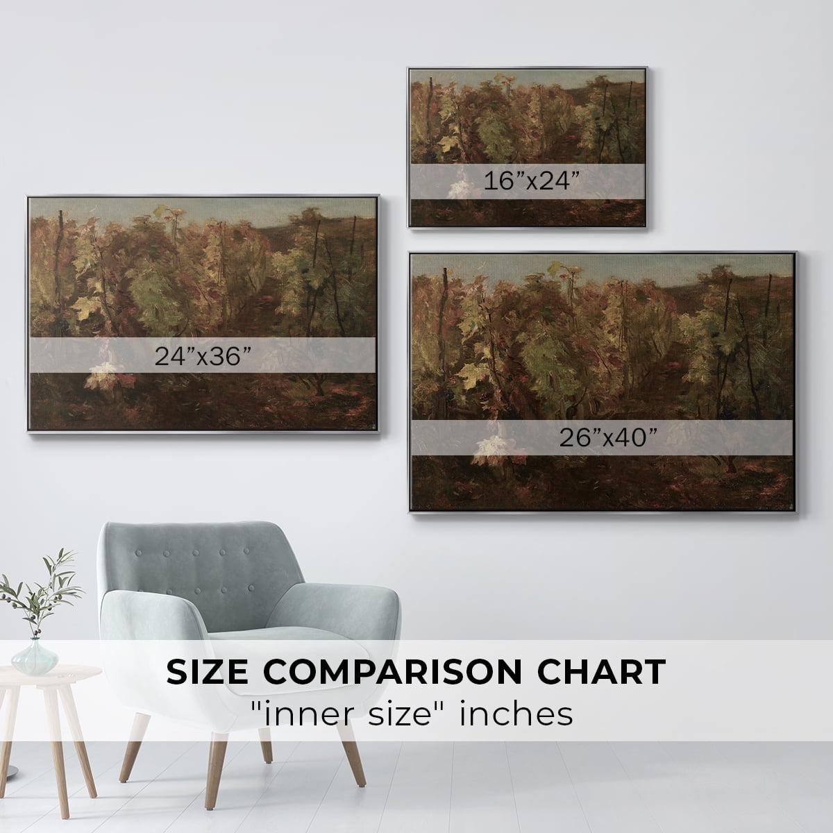 Vintage Landscape-CCCXIX By Wexford Home Framed in Silver Wood Gallery Wrapped Canvas 25 in. x 37 in.