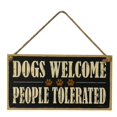 thumbnail image 1 of Dogs Welcome People Tolerated Wood Sign Farm Decorative Plaque Hanging Sign Board, 1 of 1