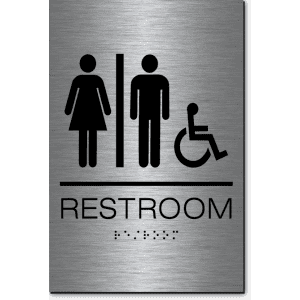 California Unisex RESTROOM Accessible Wall Sign-Steel / Black (1 Unit)