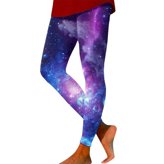 XIYON Womens Leggings Galaxy Leggings Ladies High Waist Galaxy Ladies Printed Colourful Leggings Stretchy Yoga Trousers Ladies Planet Soft Yoga Pants