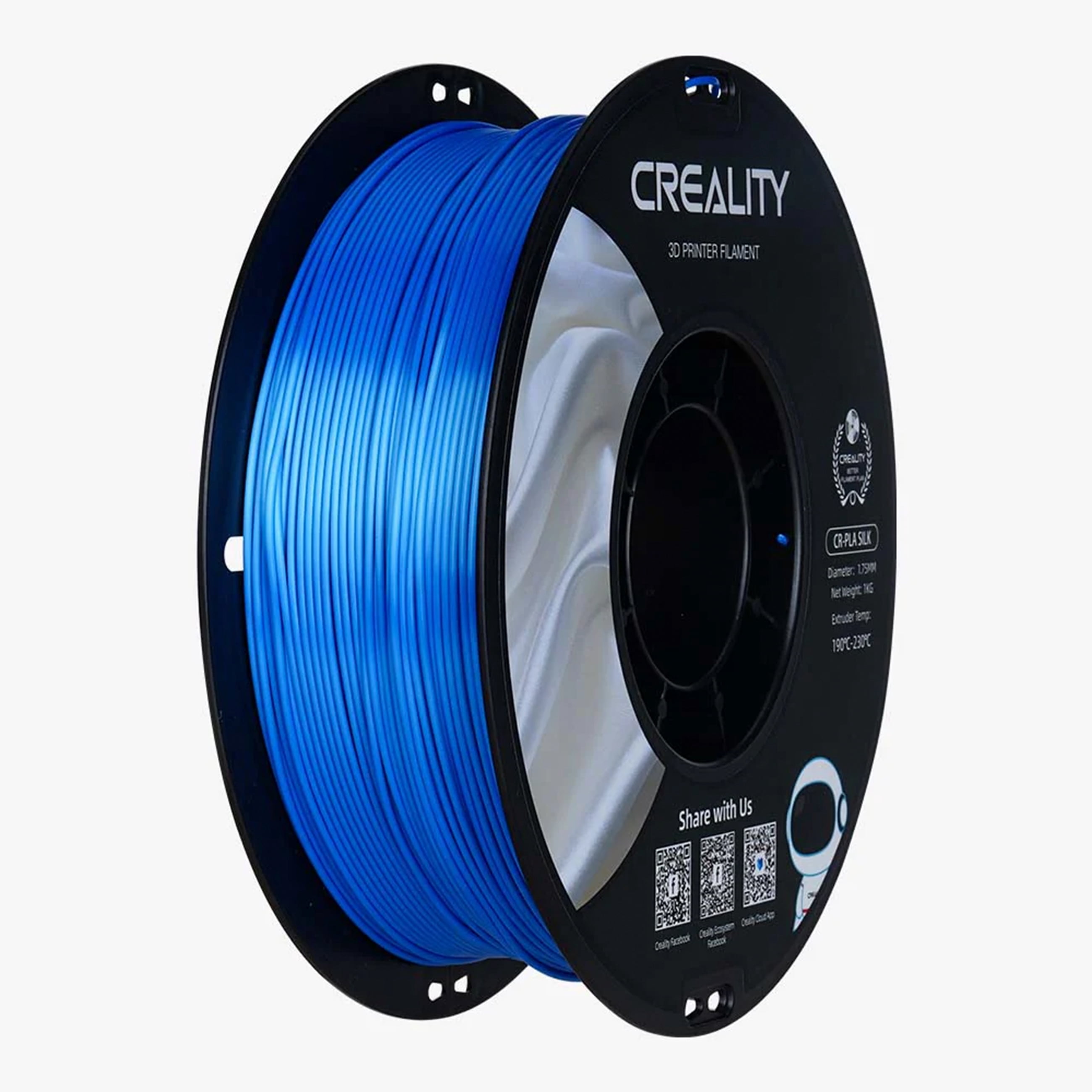 Creality Silk PLA Filament 4-Pack 1.75mm High Gloss 2.2lb Spools Each Clog-Free Use w Creality Ender CR Series & Most FDM Printer Blue 4 Unit per pack