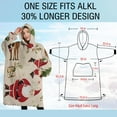thumbnail image 4 of Oversized Wearable Blanket Hoodie,Beige Christmas Santa and Animal Pattern Sherpa Blanket Hoodie with Super Pockets,Super Warm Fuzzy Pullover for Women & Men, 4 of 6