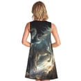 thumbnail image 2 of Bixox Space White Horse Print Women's Sleeveless A-Line Dress with Pockets, Casual Knee-Length Tank Dress for Summer-Small, 2 of 7