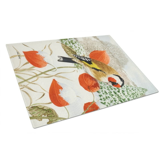 Caroline's Treasures European Goldfinch Glass Cutting Board Large