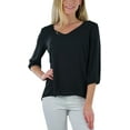 thumbnail image 4 of ToBeInStyle Womens Peasant V-Neck Strappy Back Blouse - Black - Small, 4 of 7