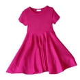 thumbnail image 4 of Fgnfyis Toddler Dress Short Sleeve Rib Knit Solid Color Casual Party Girls Toddler Kids Girls Summer Dresses Hot Pink 8-9 Years, 4 of 6