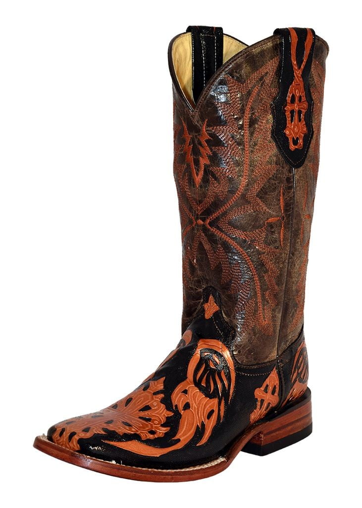 orange cowboy boots womens