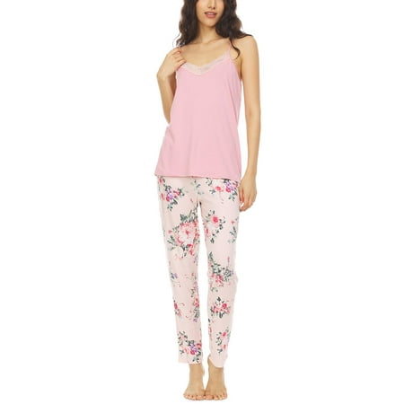 Flora by Flora Nikrooz Caroline Lace-Trim Cami Pajama Set Pink Size Large