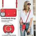 thumbnail image 5 of Compatible with iPhone 15 Pro Wallet Case with Card Holder Crossbody Neck Strap Lanyard Wrist Strap Purse for Women PU Leather Flip Case with Credit Card Kickstand Stand Case Red, 5 of 17
