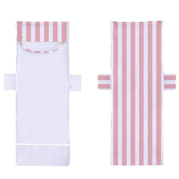 Multicolor Stripe Chaise Lounge Chair Cover Microfiber Pockets Beach Bath Towel