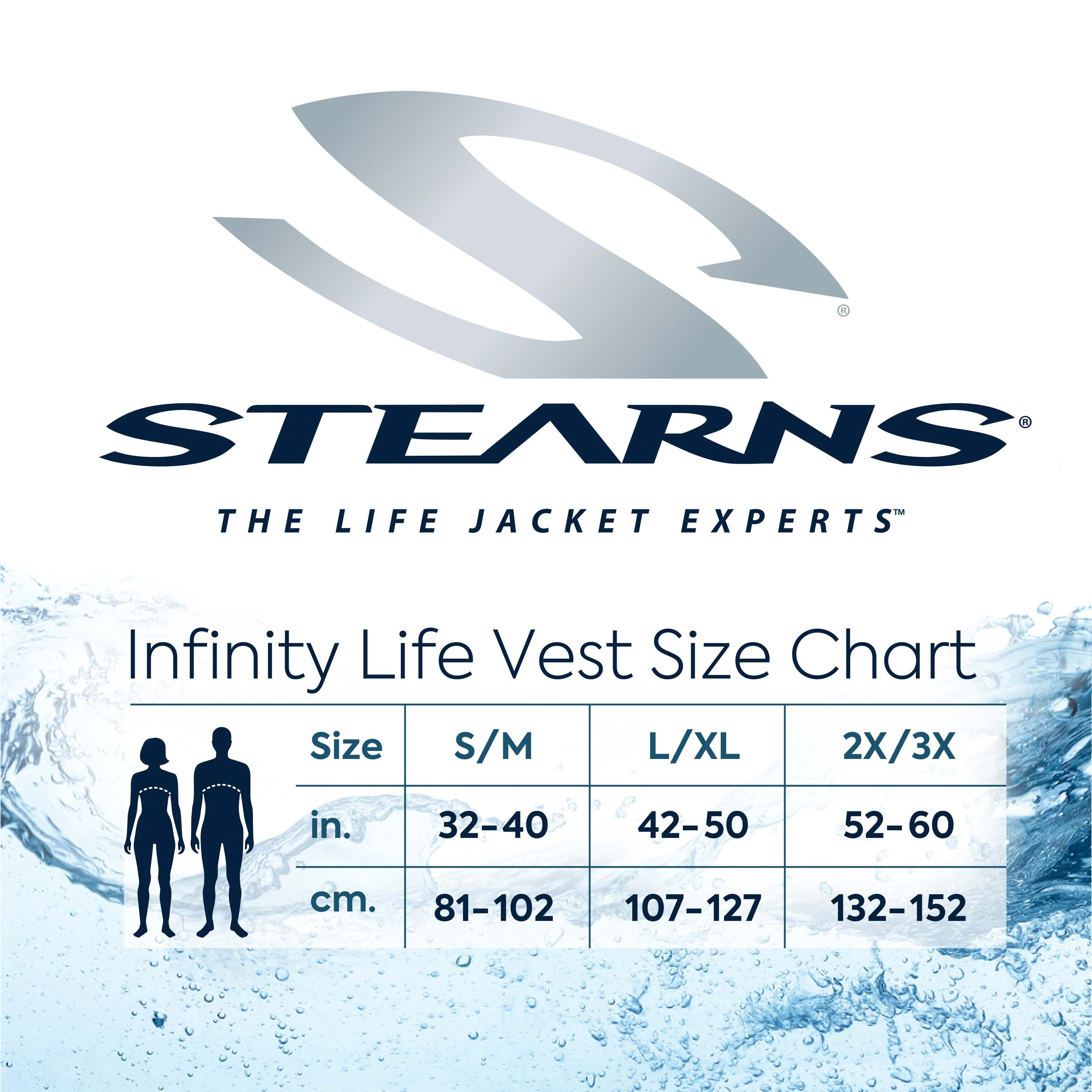 (2 pack) Stearns Antimicrobial Infinity Series Life Jacket, Adult, Unisex, 2XL/3XL