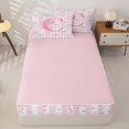 thumbnail image 4 of Homewish Cute Ribbon Bowtie Kids Zipper Twin Comforter Sets with Fitted Sheet and 2 Pillowcases,Pink Letter C Monogrammed Zipper Bedding Set For Girls Kids,Pink Reversible,4-Piece, 4 of 7