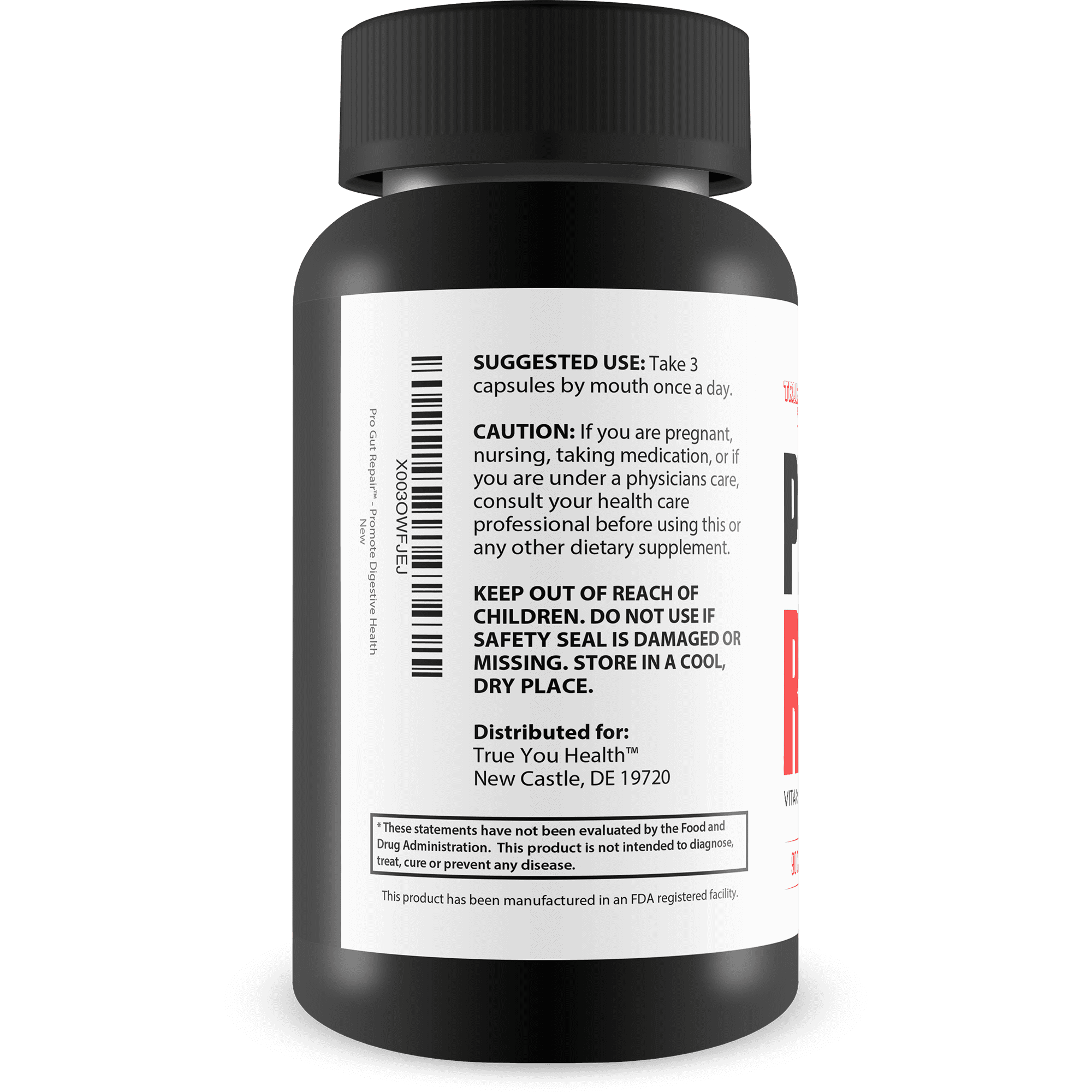 Pro Gut Repair - Leaky Gut Repair Supplements - High Fiber Natural Formula w/Vitamin C & Vitamin D - Turmeric - Zinc Gut Lining Repair Support - Promote Digestive